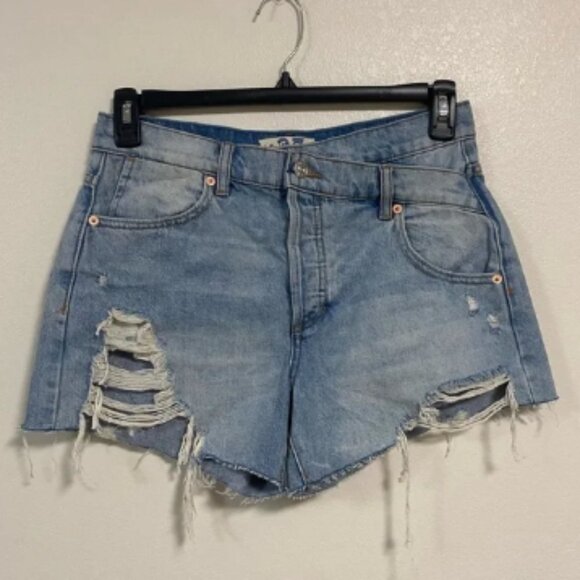 Free People Pants - Free People Shorts Womens Size 4/27 Light wash Criss Cross Distressed Shorts